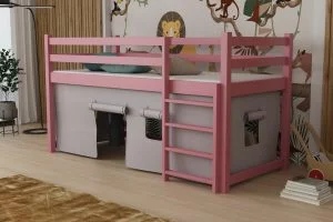 Łóżko antresola Portos - kolor pastelowy różowy