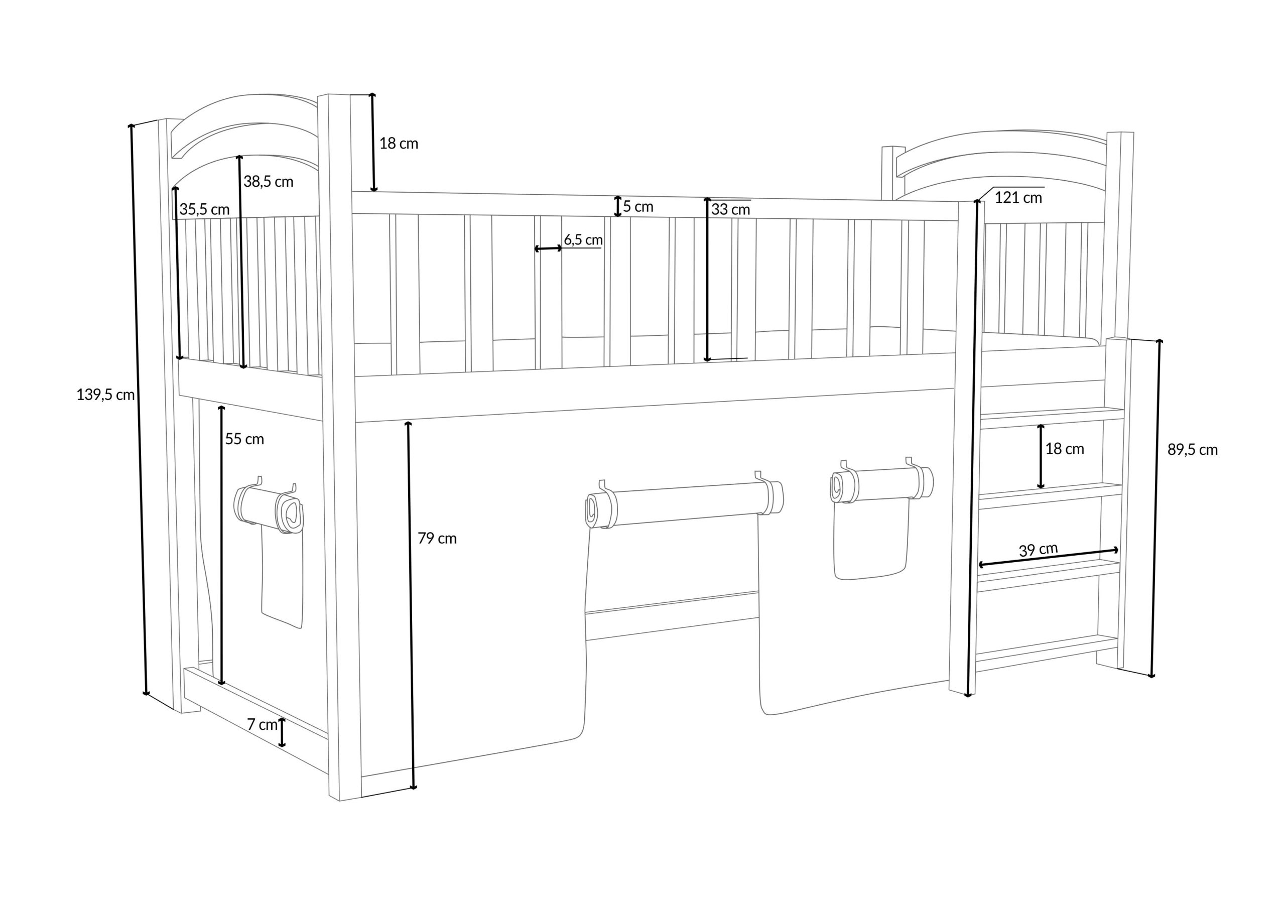 Łóżko antresola Aramis - wymiary