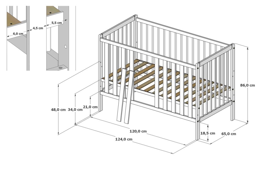 Łóżeczko dla najmłodszych Little  Nunu 60x120 - obrazek 6