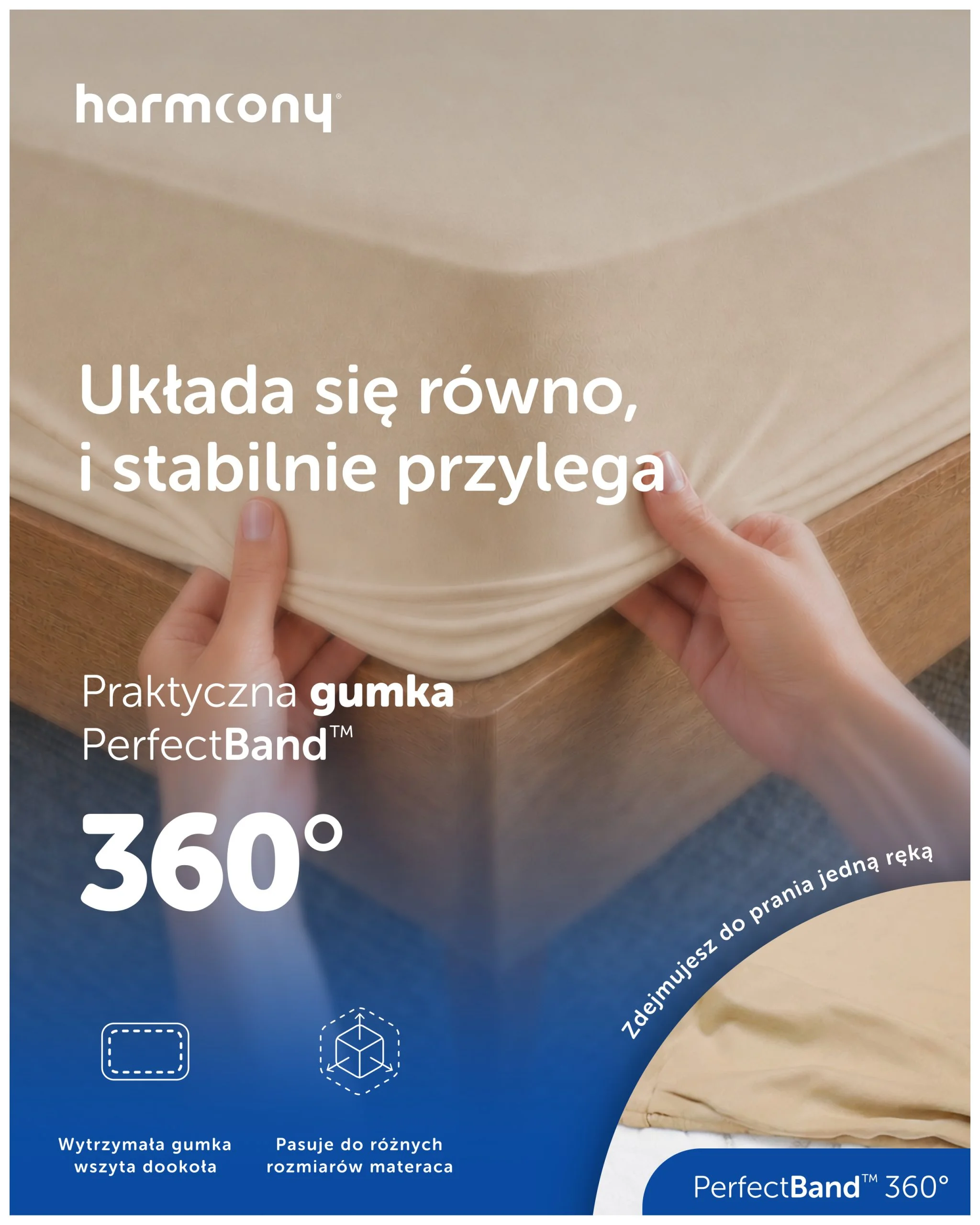 Prześcieradło Harmoony bawełniane z gumką, beżowe - obrazek 3