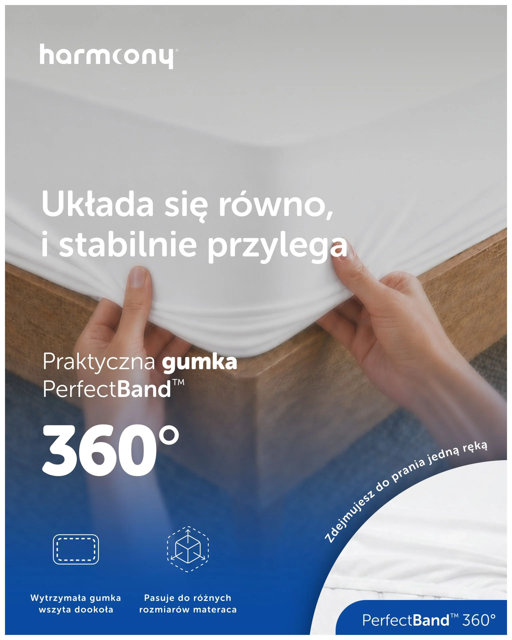 Prześcieradło Harmoony bawełniane z gumką, białe - obrazek 3