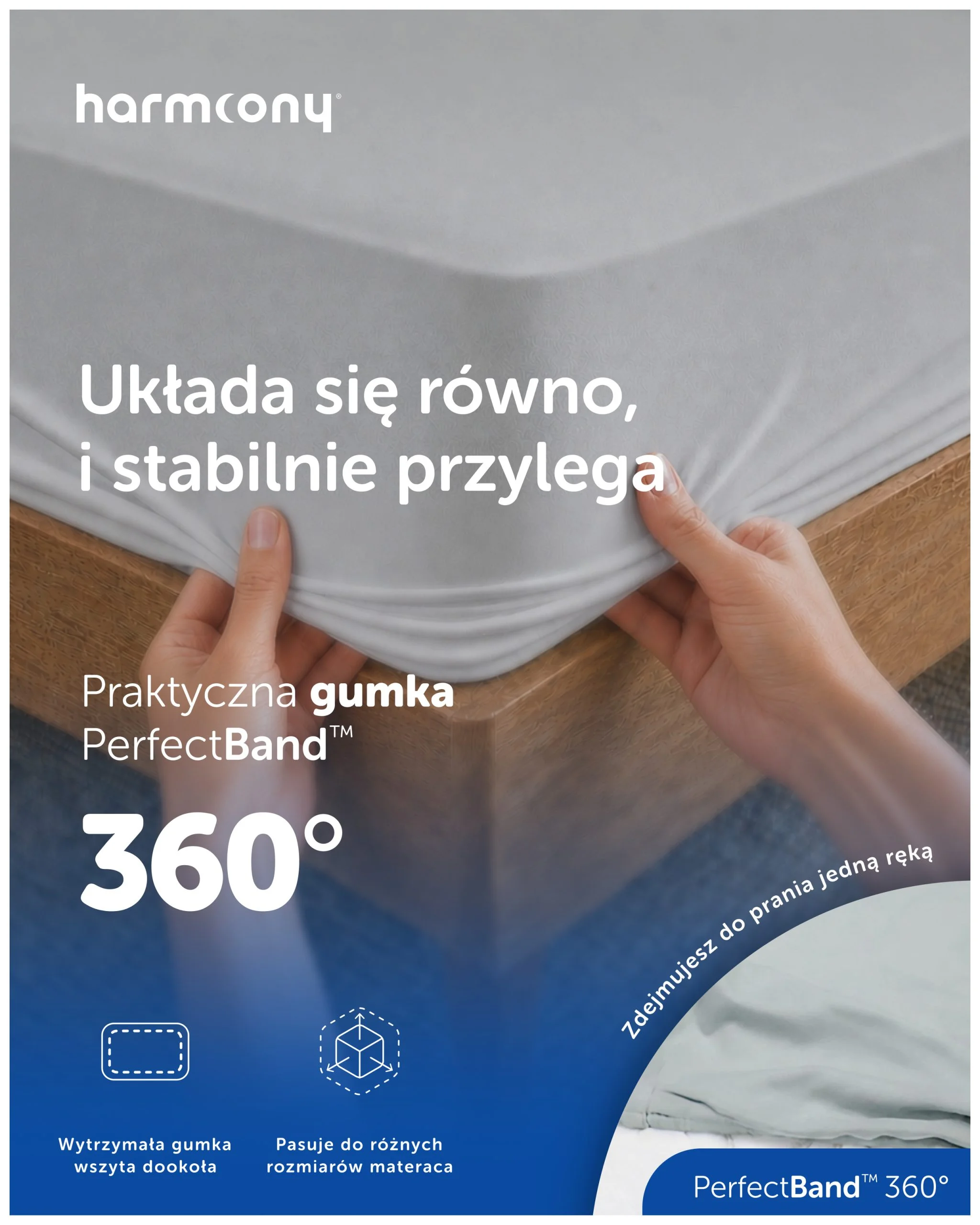 Prześcieradło Harmoony bawełniane z gumką, szare - obrazek 3