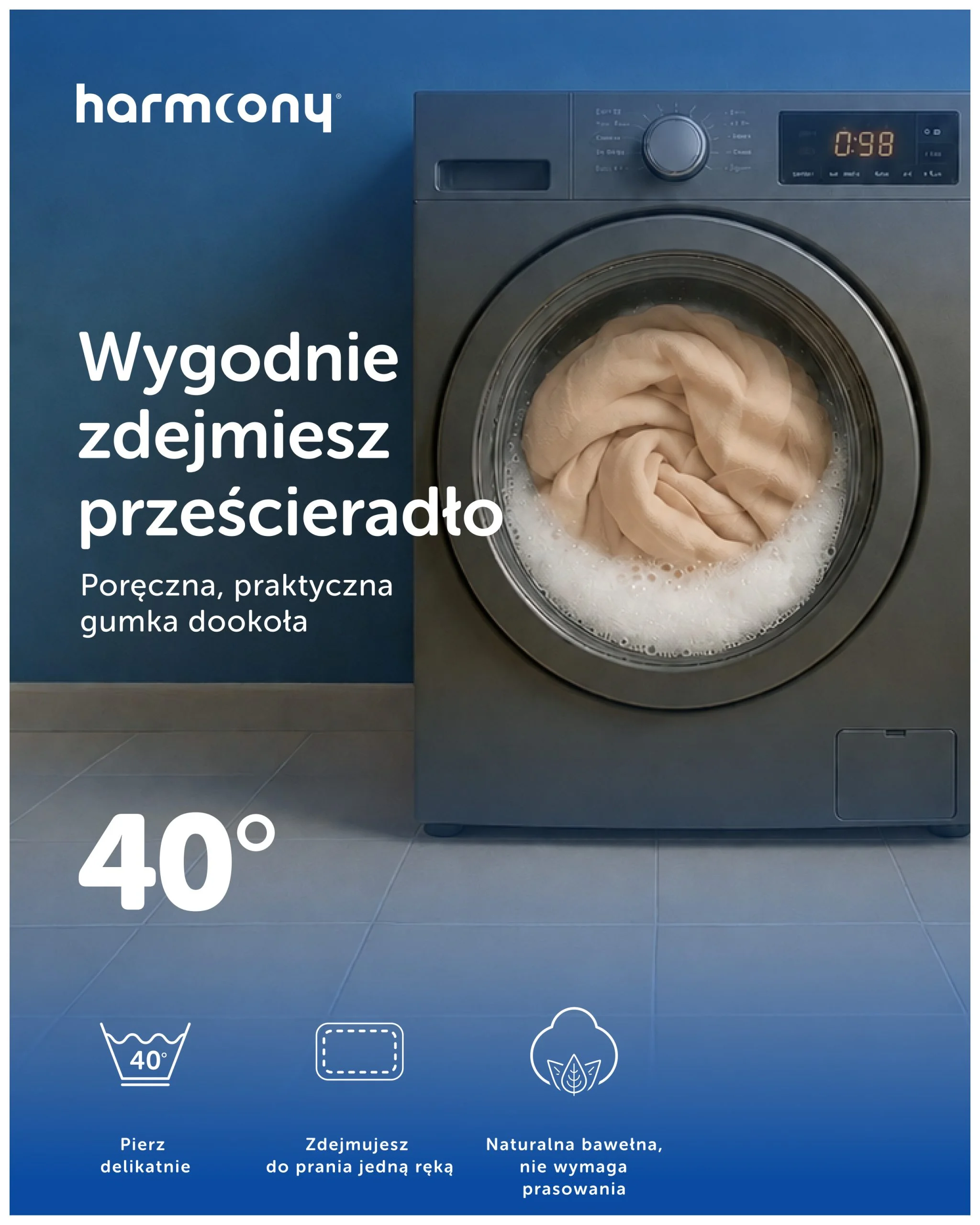 Prześcieradło Harmoony bawełniane z gumką, beżowe - obrazek 6