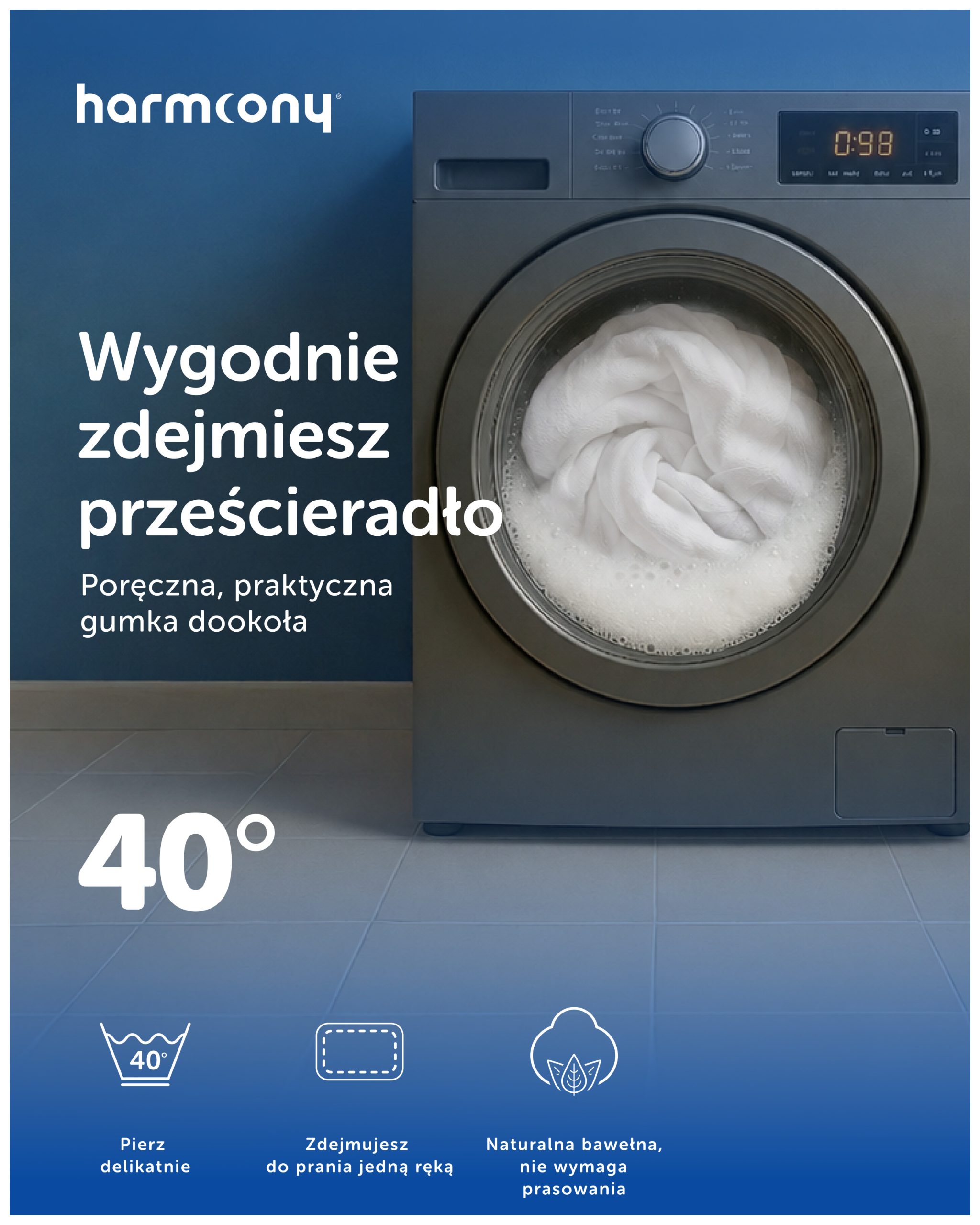 Prześcieradło Harmoony bawełniane z gumką, białe - obrazek 6