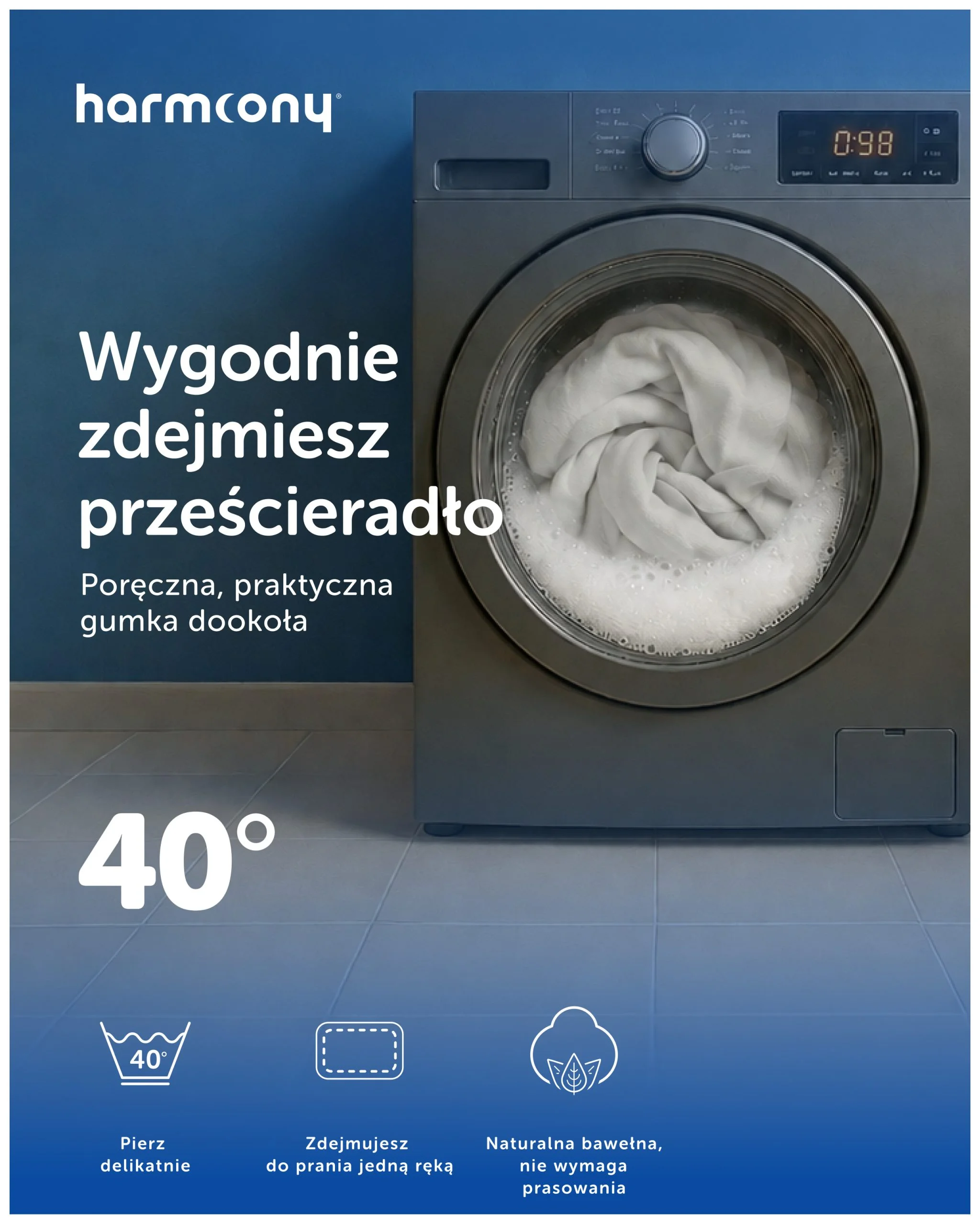Prześcieradło Harmoony bawełniane z gumką, szare - obrazek 6